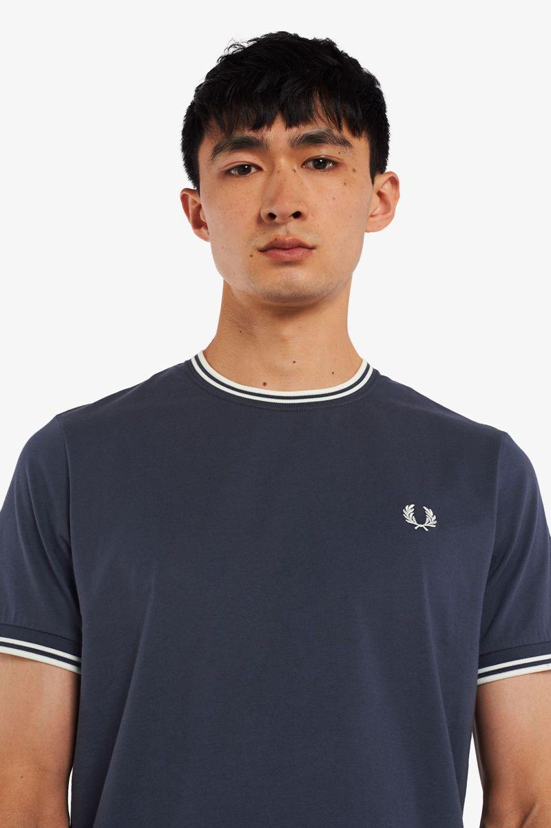 Deep Grey Fred Perry Twin Tipped Men's T Shirts | PH 1795BEXC